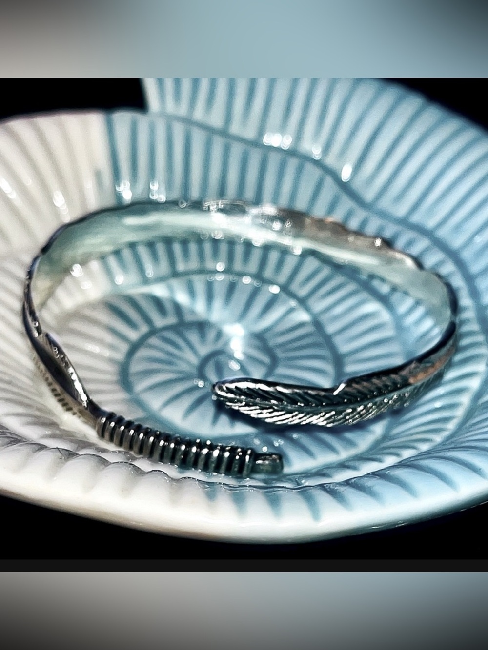 ✨925 Sterling Silver Angle Feather Wrap Adjustable Bangle Bracelet
